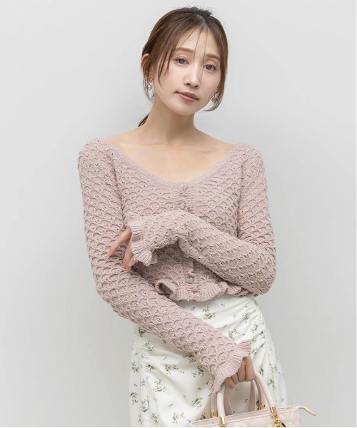 RANDA(ランダ)の「【Heart Collection】ハートビジューフリルニットカーディガン(カーディガン/ボレロ・レディース・ホワイト/ブラック/ピンク/ブルー・FREE)」の18枚目の写真