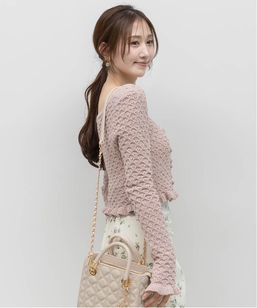 RANDA(ランダ)の「【Heart Collection】ハートビジューフリルニットカーディガン(カーディガン/ボレロ・レディース・ホワイト/ブラック/ピンク/ブルー・FREE)」の19枚目の写真