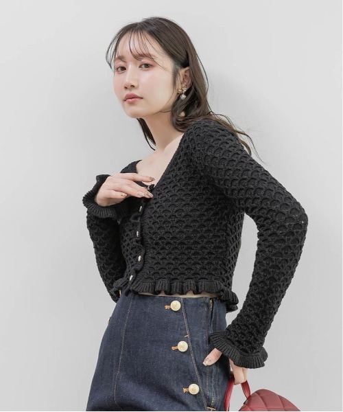 RANDA(ランダ)の「【Heart Collection】ハートビジューフリルニットカーディガン(カーディガン/ボレロ・レディース・ホワイト/ブラック/ピンク/ブルー・FREE)」の22枚目の写真