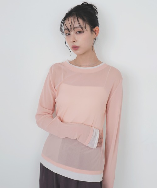 LIAN（リアン）の「レイヤードシアートップス（Tシャツ/カットソー・レディース・ブラウン/アイボリー/ブラック/ピンク・FREE）」の19枚目の写真