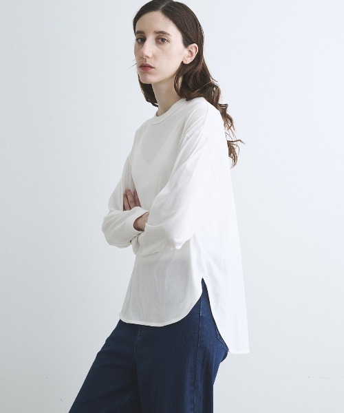 three dots(スリードッツ)の「ミルキージャージー 長袖Tシャツ(Tシャツ/カットソー・レディース・ホワイト系その他/ベージュ系その他/ブラック・XS/S)」の11枚目の写真