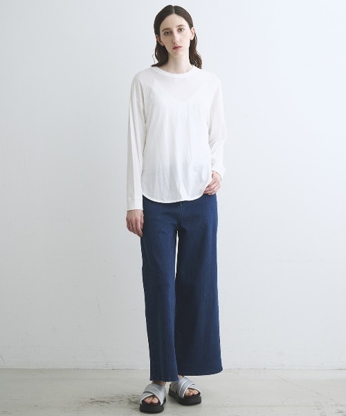 three dots(スリードッツ)の「ミルキージャージー 長袖Tシャツ(Tシャツ/カットソー・レディース・ホワイト系その他/ベージュ系その他/ブラック・XS/S)」の12枚目の写真