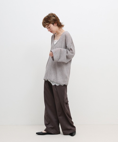 select MOCA(セレクトモカ)の「メランジVネックシアールーズカットソー(ニット/セーター・レディース・ブラウン/ライトベージュ/グレー・FREE)」の10枚目の写真