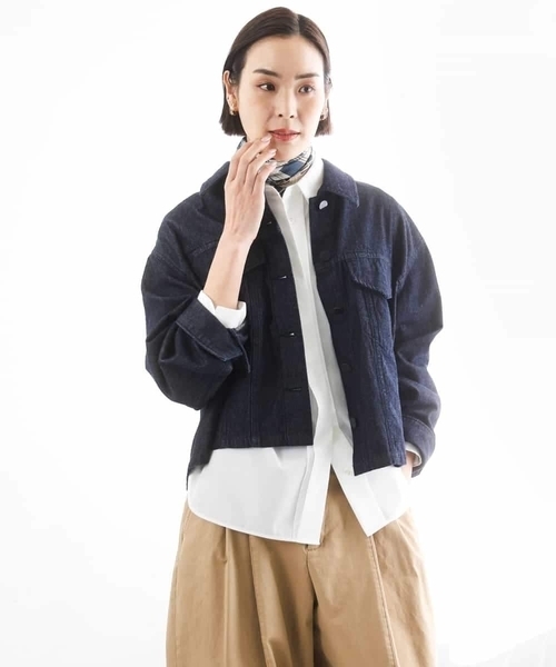 MICHEL KLEIN（ミッシェル・クラン）の「[セットアップ対応]デニムダブルポケットブルゾン（デニムジャケット・レディース・ネイビー・38）」の4枚目の写真