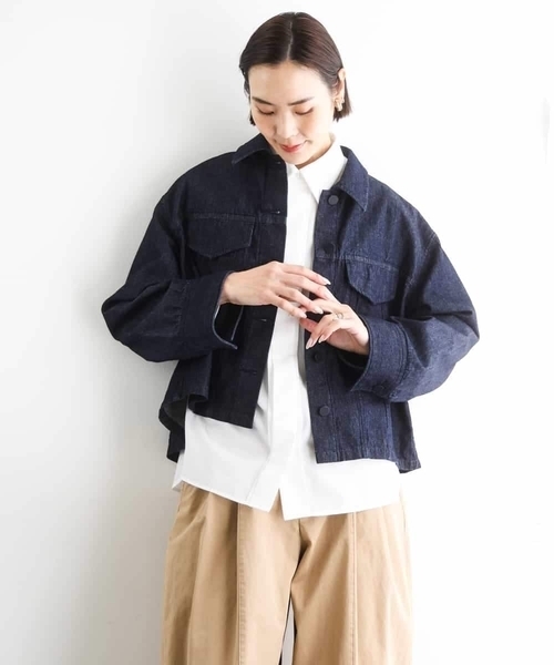 MICHEL KLEIN（ミッシェル・クラン）の「[セットアップ対応]デニムダブルポケットブルゾン（デニムジャケット・レディース・ネイビー・38）」の10枚目の写真