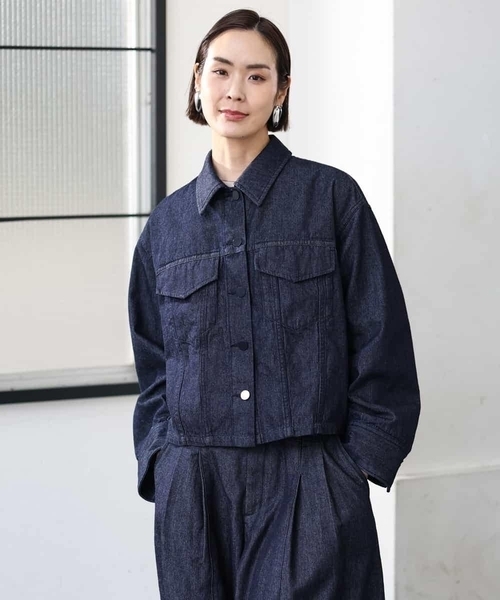 MICHEL KLEIN（ミッシェル・クラン）の「[セットアップ対応]デニムダブルポケットブルゾン（デニムジャケット・レディース・ネイビー・38）」の14枚目の写真