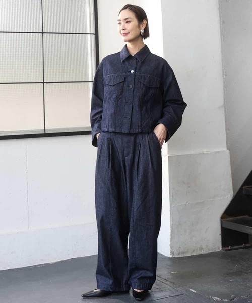 MICHEL KLEIN（ミッシェル・クラン）の「[セットアップ対応]デニムダブルポケットブルゾン（デニムジャケット・レディース・ネイビー・38）」の17枚目の写真