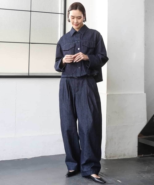 MICHEL KLEIN（ミッシェル・クラン）の「[セットアップ対応]デニムダブルポケットブルゾン（デニムジャケット・レディース・ネイビー・38）」の18枚目の写真