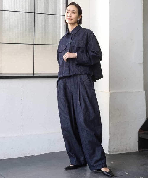 MICHEL KLEIN（ミッシェル・クラン）の「[セットアップ対応]デニムダブルポケットブルゾン（デニムジャケット・レディース・ネイビー・38）」の19枚目の写真