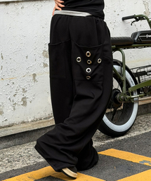SCALLYWAG（スカリーワグ）の「サマー メガ ワイド アイレット トレーニングパンツ[ブラック]（スウェットパンツ）」