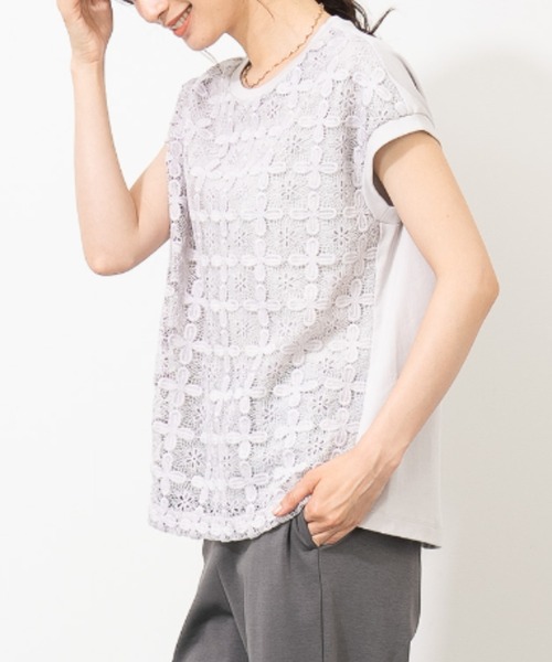 フロントレースコンビ エレガンスプルオーバー｜レース トップス
