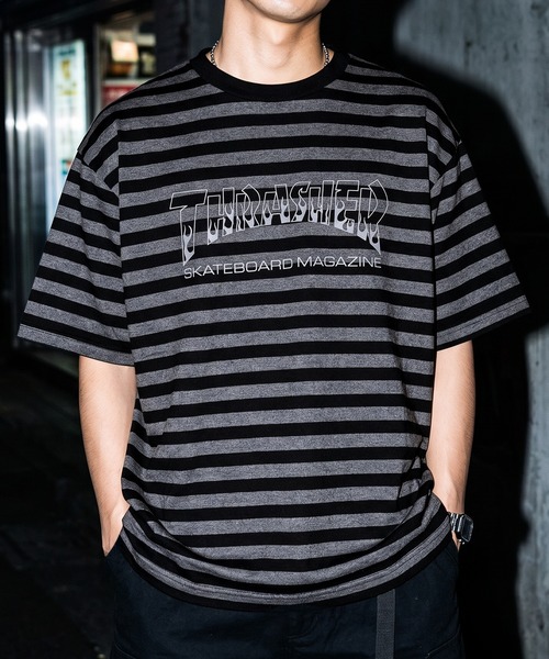 THRASHER（スラッシャー）の「【70】【THRASHER/スラッシャー】カモフラ/レオパード/ボーダー/ドット ブランドロゴ アソート 総柄Tシャツ/ショート丈有り（Tシャツ/カットソー・メンズ・ベージュ/ブラック/ブラック系/ブラック系1/グリーン/グレー・XL/L/M/FREE）」の21枚目の写真