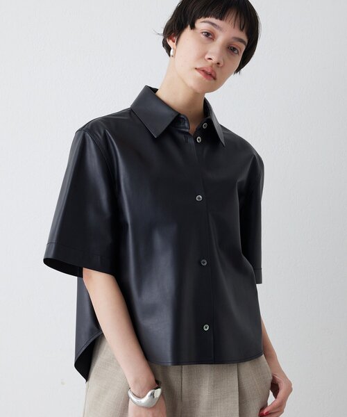 【日本製】90s 牛革 レザーシャツ YOSHIHARU HASEGAWA 黒 レザーシャツ（シャツ/ブラウス）｜Whim Gazette（ウィムガゼット）の