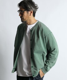 The DUFFER of ST.GEORGE（ザダファーオブセントジョージ）の「PIGMENT DYED POWDER WASH SNAP CARDIGAN:ピグメントダイ スナップカーディガン   スウェットアウター   ヴィンテージ加工（スウェット）」