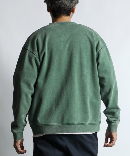 The DUFFER of ST.GEORGE(ザダファーオブセントジョージ)の「PIGMENT DYED POWDER WASH SNAP CARDIGAN:ピグメントダイ スナップカーディガン / スウェットアウター / ヴィンテージ加工(スウェット・メンズ・グリーン/ライトグレー・X-LARGE/LARGE/MEDIUM/SMALL)」の8枚目の写真