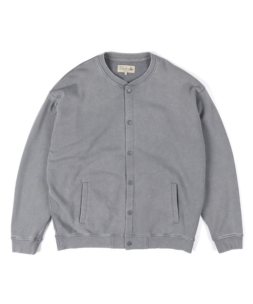 The DUFFER of ST.GEORGE(ザダファーオブセントジョージ)の「PIGMENT DYED POWDER WASH SNAP CARDIGAN:ピグメントダイ スナップカーディガン / スウェットアウター / ヴィンテージ加工(スウェット・メンズ・グリーン/ライトグレー・X-LARGE/LARGE/MEDIUM/SMALL)」の9枚目の写真