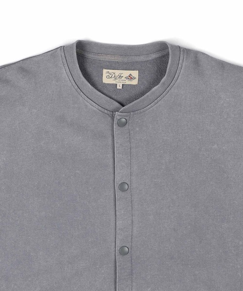 The DUFFER of ST.GEORGE(ザダファーオブセントジョージ)の「PIGMENT DYED POWDER WASH SNAP CARDIGAN:ピグメントダイ スナップカーディガン / スウェットアウター / ヴィンテージ加工(スウェット・メンズ・グリーン/ライトグレー・X-LARGE/LARGE/MEDIUM/SMALL)」の11枚目の写真