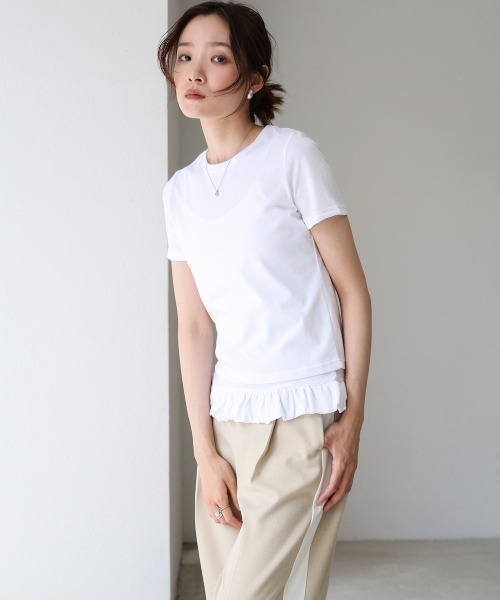 Bab(バブ)の「ペプラムバルーンヘムキャミセットTシャツ(Tシャツ/カットソー・レディース・オフホワイト/パープル・MEDIUM)」の5枚目の写真
