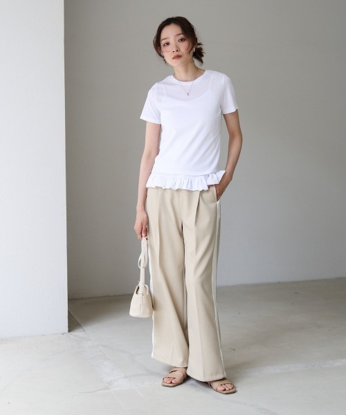 Bab(バブ)の「ペプラムバルーンヘムキャミセットTシャツ(Tシャツ/カットソー・レディース・オフホワイト/パープル・MEDIUM)」の7枚目の写真