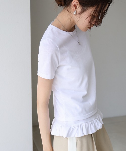 Bab(バブ)の「ペプラムバルーンヘムキャミセットTシャツ(Tシャツ/カットソー・レディース・オフホワイト/パープル・MEDIUM)」の8枚目の写真