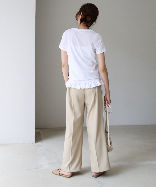 Bab(バブ)の「ペプラムバルーンヘムキャミセットTシャツ(Tシャツ/カットソー・レディース・オフホワイト/パープル・MEDIUM)」の13枚目の写真