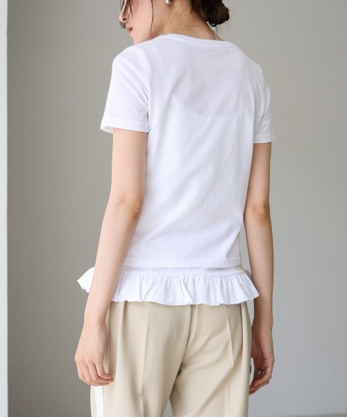Bab(バブ)の「ペプラムバルーンヘムキャミセットTシャツ(Tシャツ/カットソー・レディース・オフホワイト/パープル・MEDIUM)」の14枚目の写真