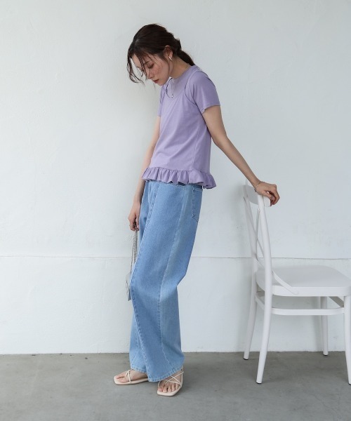 Bab(バブ)の「ペプラムバルーンヘムキャミセットTシャツ(Tシャツ/カットソー・レディース・オフホワイト/パープル・MEDIUM)」の19枚目の写真