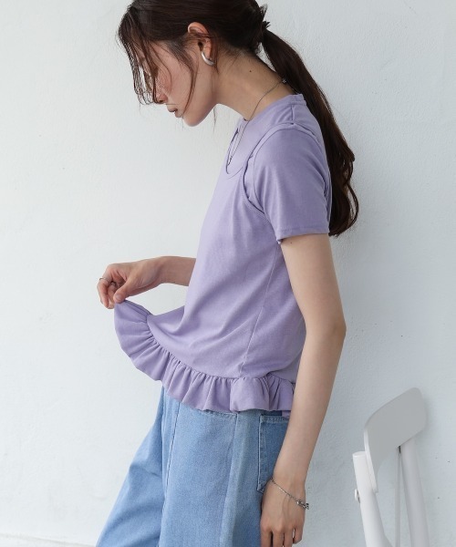 Bab(バブ)の「ペプラムバルーンヘムキャミセットTシャツ(Tシャツ/カットソー・レディース・オフホワイト/パープル・MEDIUM)」の20枚目の写真