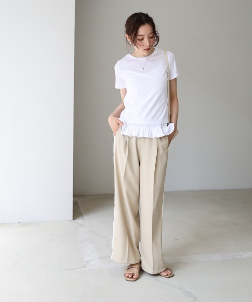 Bab(バブ)の「ペプラムバルーンヘムキャミセットTシャツ(Tシャツ/カットソー・レディース・オフホワイト/パープル・MEDIUM)」の12枚目の写真