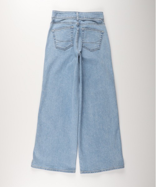 SOMETHING(サムシング)の「SOMETHING(サムシング)【レディース】「LISA」ベルト付きワイドパンツ(デニムパンツ・レディース・ライトインディゴブルー・XS/S/M/L)」の3枚目の写真