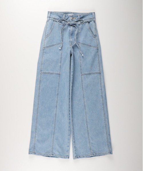 SOMETHING(サムシング)の「SOMETHING(サムシング)【レディース】「LISA」ベルト付きワイドパンツ(デニムパンツ・レディース・ライトインディゴブルー・XS/S/M/L)」の2枚目の写真