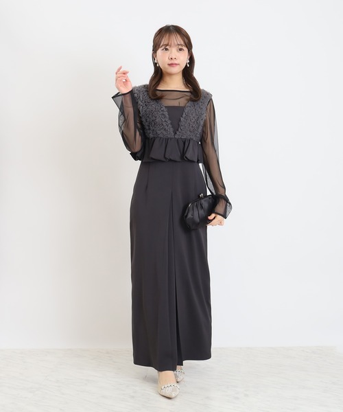 TRUDEA(トルディア)の「ボリュームチュールペプラムドレス(ドレス・レディース・ブラック/チャコールグレー・MEDIUM)」の2枚目の写真