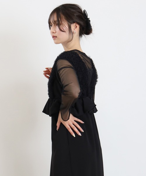 TRUDEA(トルディア)の「ボリュームチュールペプラムドレス(ドレス・レディース・ブラック/チャコールグレー・MEDIUM)」の6枚目の写真