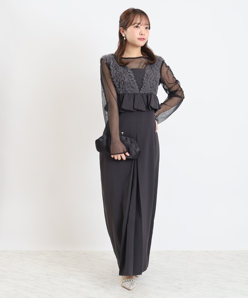 TRUDEA(トルディア)の「ボリュームチュールペプラムドレス(ドレス・レディース・ブラック/チャコールグレー・MEDIUM)」の9枚目の写真
