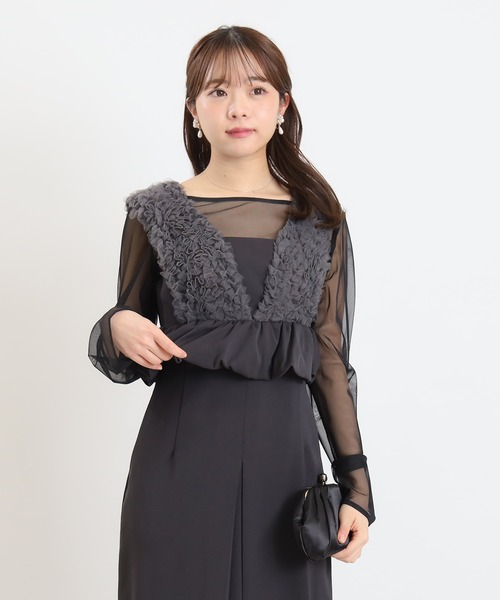 TRUDEA(トルディア)の「ボリュームチュールペプラムドレス(ドレス・レディース・ブラック/チャコールグレー・MEDIUM)」の12枚目の写真