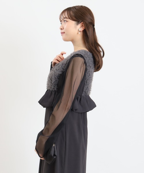 TRUDEA(トルディア)の「ボリュームチュールペプラムドレス(ドレス・レディース・ブラック/チャコールグレー・MEDIUM)」の13枚目の写真