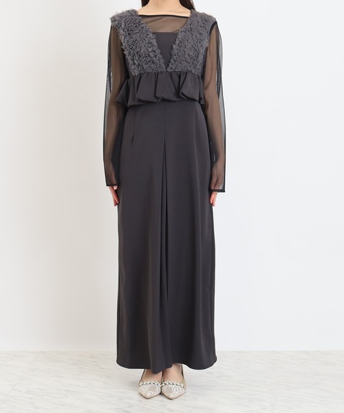 TRUDEA(トルディア)の「ボリュームチュールペプラムドレス(ドレス・レディース・ブラック/チャコールグレー・MEDIUM)」の16枚目の写真
