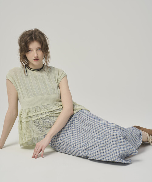 Firsthand（ファーストハンド）の「Firsthand/ファーストハンド ジャパンメイド ホールガーメント ペプラム トップス（ニット/セーター・レディース・ブラック/ブルーグリーン/ラベンダー・FREE）」の5枚目の写真