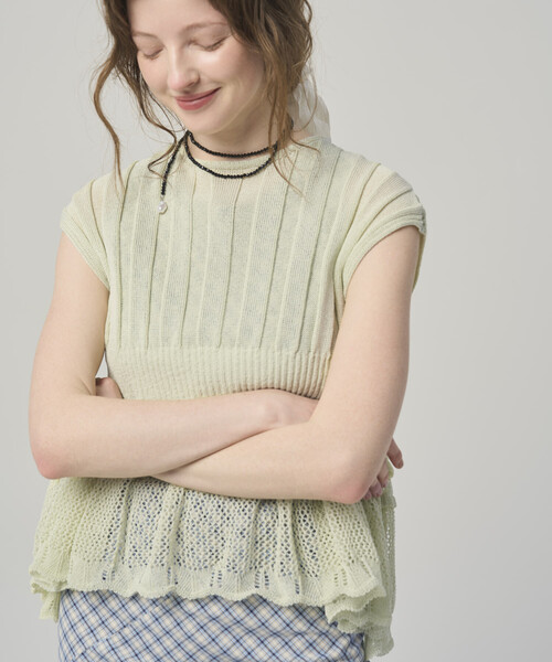 Firsthand（ファーストハンド）の「Firsthand/ファーストハンド ジャパンメイド ホールガーメント ペプラム トップス（ニット/セーター・レディース・ブラック/ブルーグリーン/ラベンダー・FREE）」の6枚目の写真