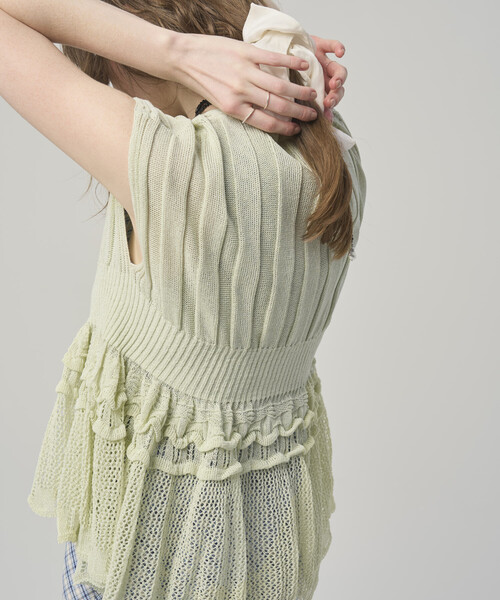 Firsthand（ファーストハンド）の「Firsthand/ファーストハンド ジャパンメイド ホールガーメント ペプラム トップス（ニット/セーター・レディース・ブラック/ブルーグリーン/ラベンダー・FREE）」の8枚目の写真