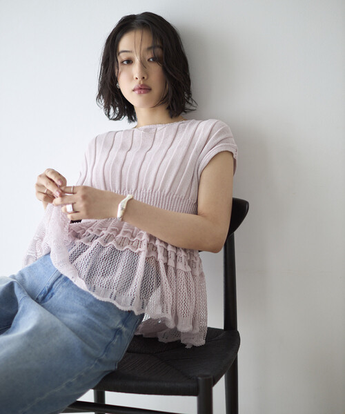 Firsthand（ファーストハンド）の「Firsthand/ファーストハンド ジャパンメイド ホールガーメント ペプラム トップス（ニット/セーター・レディース・ブラック/ブルーグリーン/ラベンダー・FREE）」の12枚目の写真