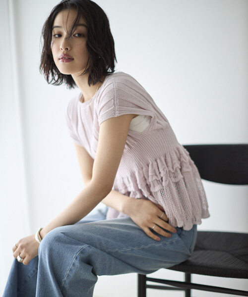 Firsthand（ファーストハンド）の「Firsthand/ファーストハンド ジャパンメイド ホールガーメント ペプラム トップス（ニット/セーター・レディース・ブラック/ブルーグリーン/ラベンダー・FREE）」の17枚目の写真