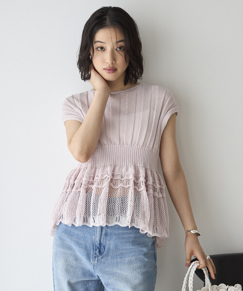 Firsthand（ファーストハンド）の「Firsthand/ファーストハンド ジャパンメイド ホールガーメント ペプラム トップス（ニット/セーター・レディース・ブラック/ブルーグリーン/ラベンダー・FREE）」の18枚目の写真