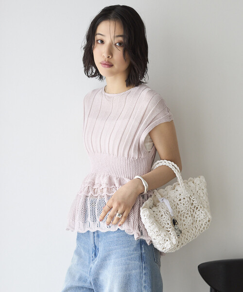 Firsthand（ファーストハンド）の「Firsthand/ファーストハンド ジャパンメイド ホールガーメント ペプラム トップス（ニット/セーター・レディース・ブラック/ブルーグリーン/ラベンダー・FREE）」の20枚目の写真