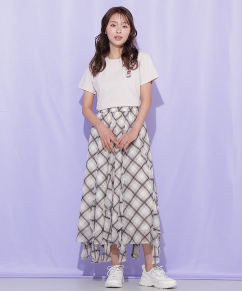 JILL by JILL STUART(ジルバイジルスチュアート)の「シアーチェックラッフルフリルスカート(スカート・レディース・ブラウン系その他/ブラック系その他・FREE)」の16枚目の写真