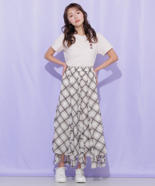 JILL by JILL STUART(ジルバイジルスチュアート)の「シアーチェックラッフルフリルスカート(スカート・レディース・ブラウン系その他/ブラック系その他・FREE)」の17枚目の写真