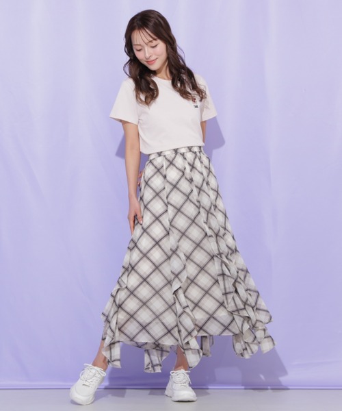 JILL by JILL STUART(ジルバイジルスチュアート)の「シアーチェックラッフルフリルスカート(スカート・レディース・ブラウン系その他/ブラック系その他・FREE)」の19枚目の写真
