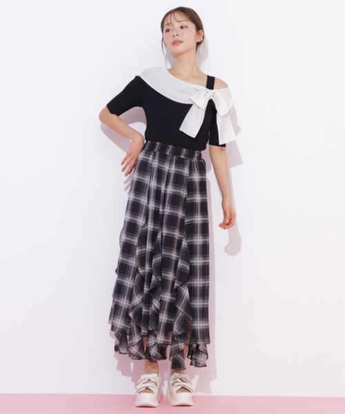 JILL by JILL STUART(ジルバイジルスチュアート)の「シアーチェックラッフルフリルスカート(スカート・レディース・ブラウン系その他/ブラック系その他・FREE)」の11枚目の写真