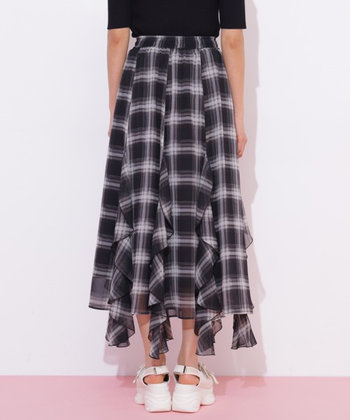 JILL by JILL STUART(ジルバイジルスチュアート)の「シアーチェックラッフルフリルスカート(スカート・レディース・ブラウン系その他/ブラック系その他・FREE)」の15枚目の写真