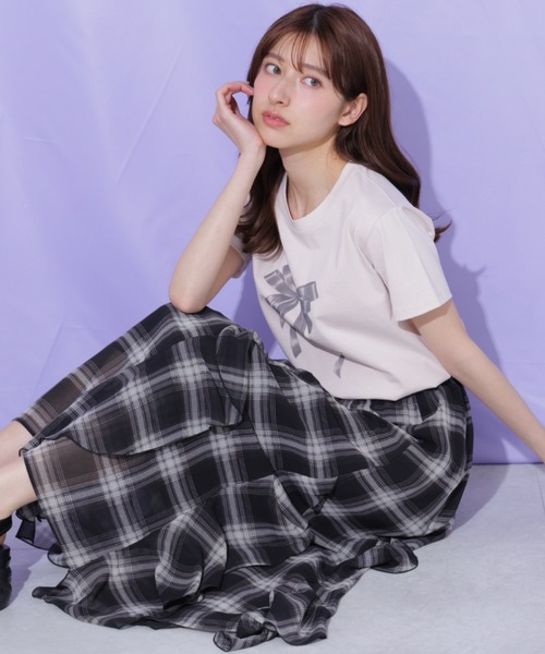 JILL by JILL STUART(ジルバイジルスチュアート)の「シアーチェックラッフルフリルスカート(スカート・レディース・ブラウン系その他/ブラック系その他・FREE)」の7枚目の写真